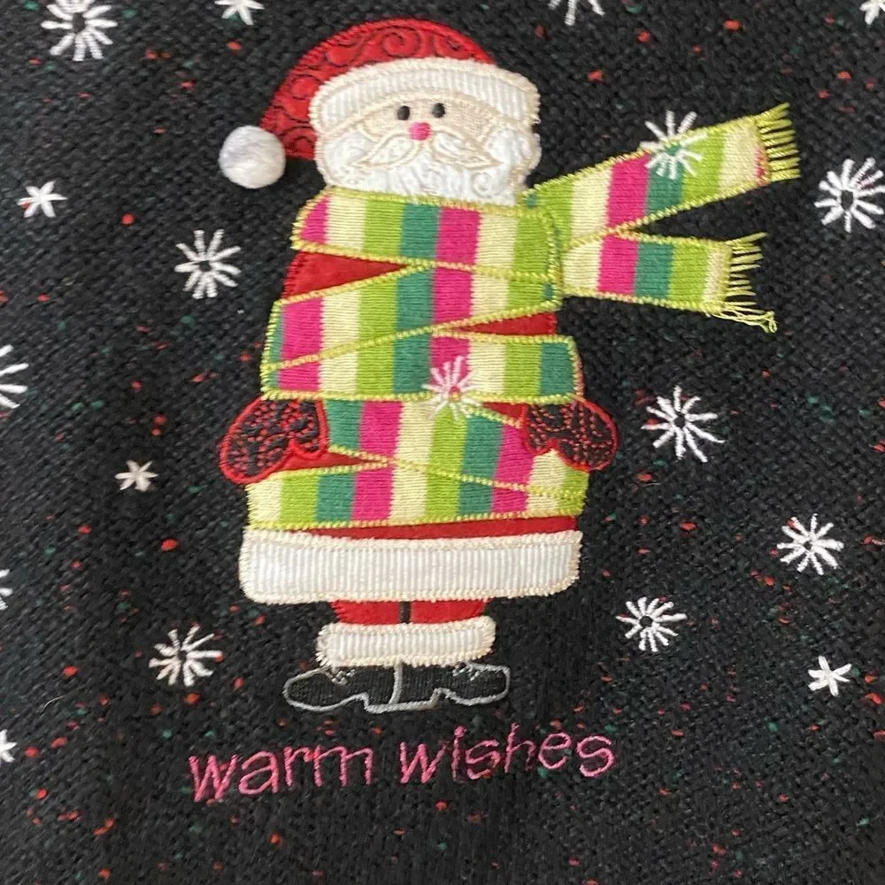 Christopher & Banks Women's S Black Santa Christmas Pullover Sweater - Picture 9 of 10